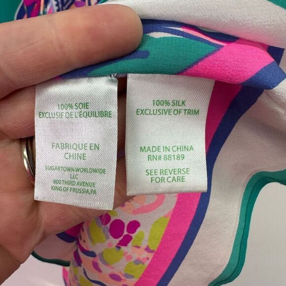 Lilly Pulitzer Women’s Letti Silk Caftan in Safari Sighted Silk Tunic Length Blo - Picture 5 of 10